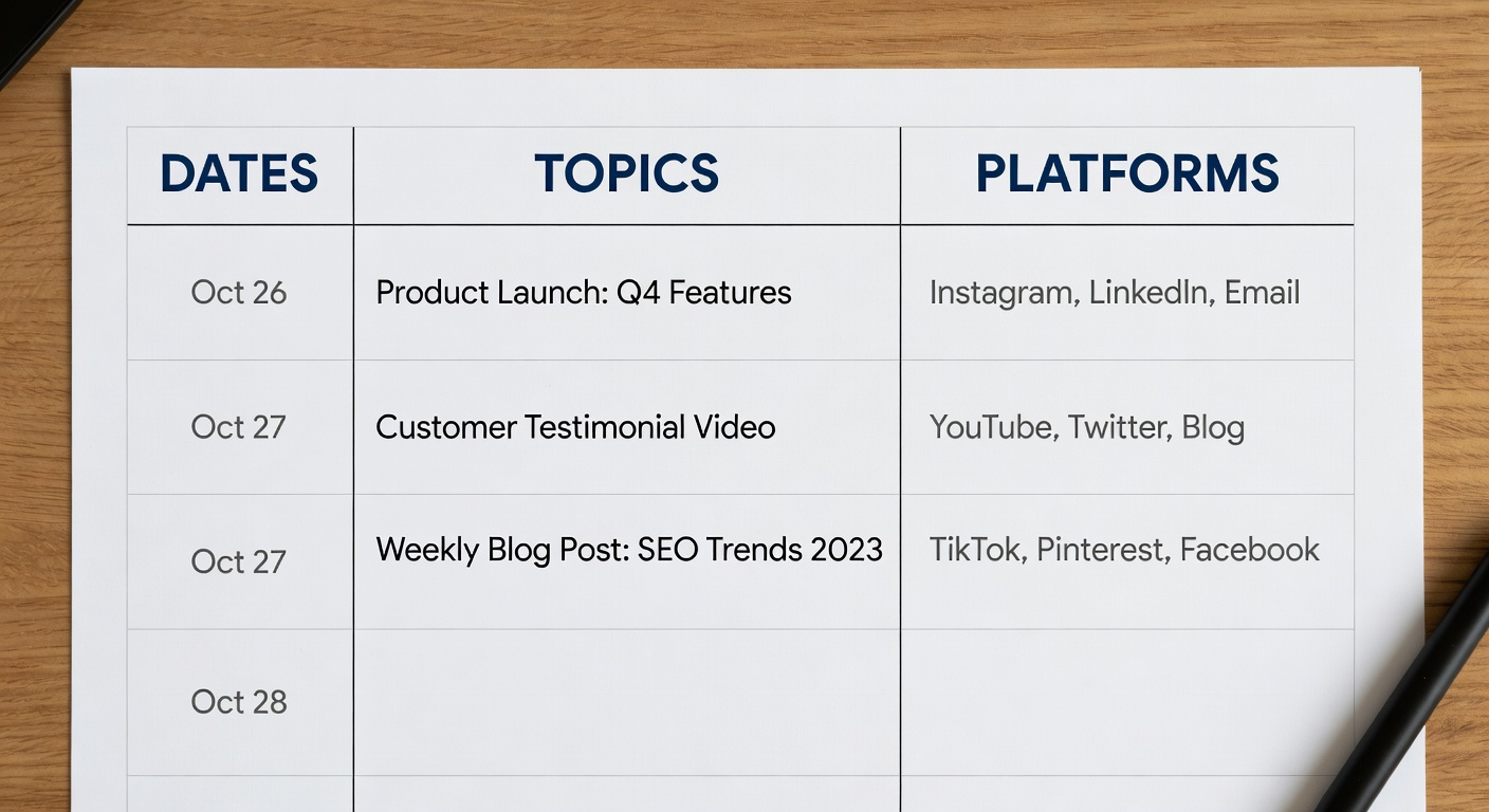 Content calendar