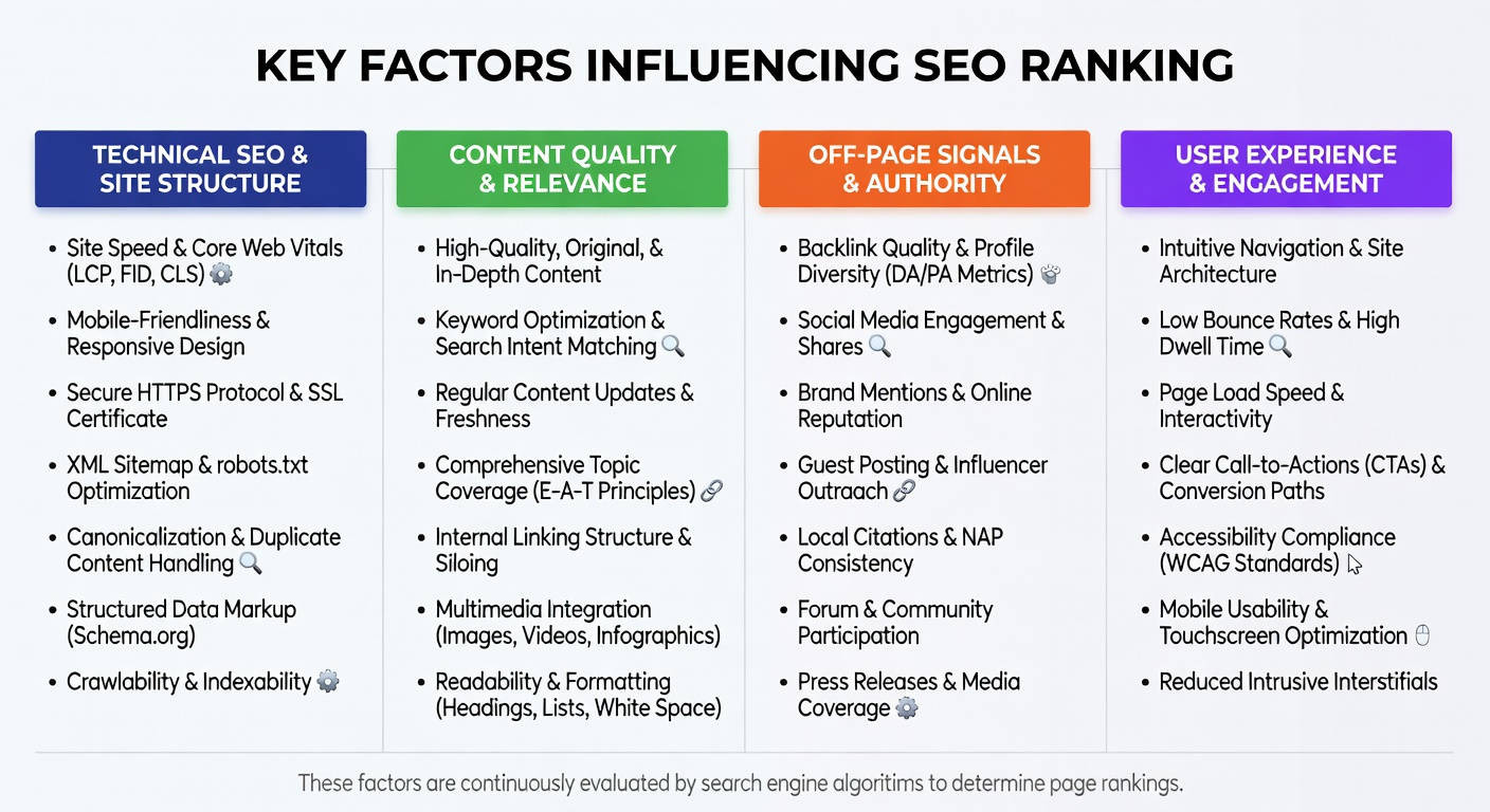 SEO ranking factors for finance